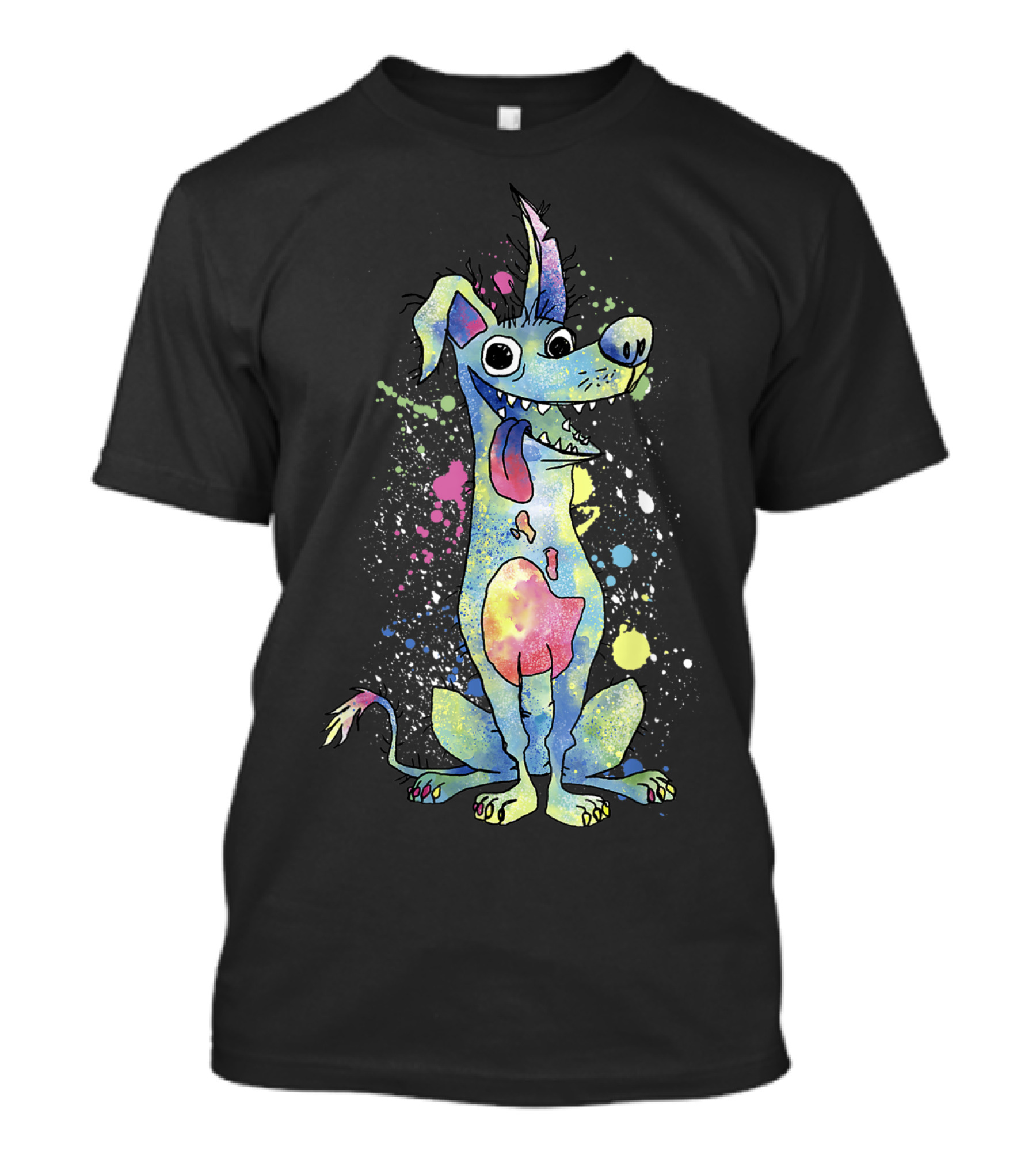 Disney Pixar Coco Dante Vibrant Watercolor Splatter T-Shirt