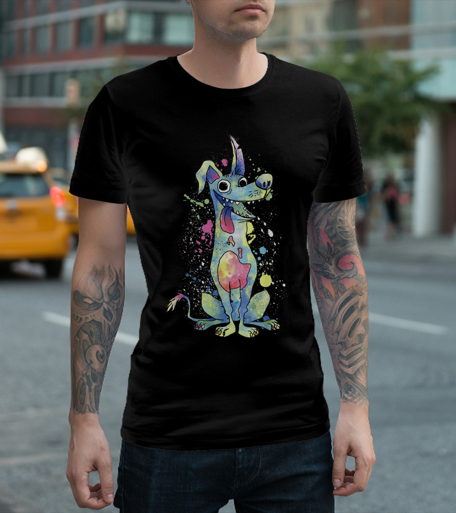 Disney Pixar Coco Dante Vibrant Watercolor Splatter T-Shirt