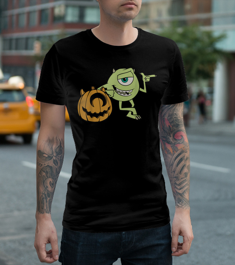 Disney Pixar Mike Wazowski Halloween Pumpkin Pose T-Shirt