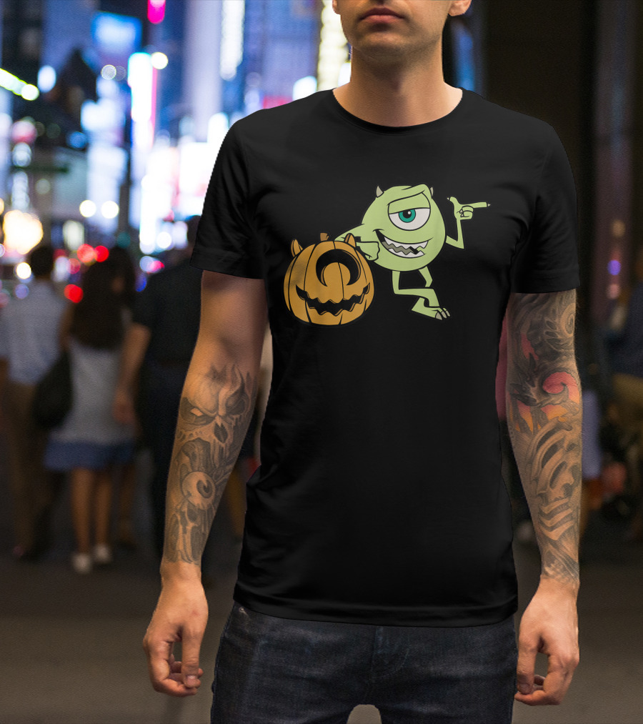 Disney Pixar Mike Wazowski Halloween Pumpkin Pose T-Shirt