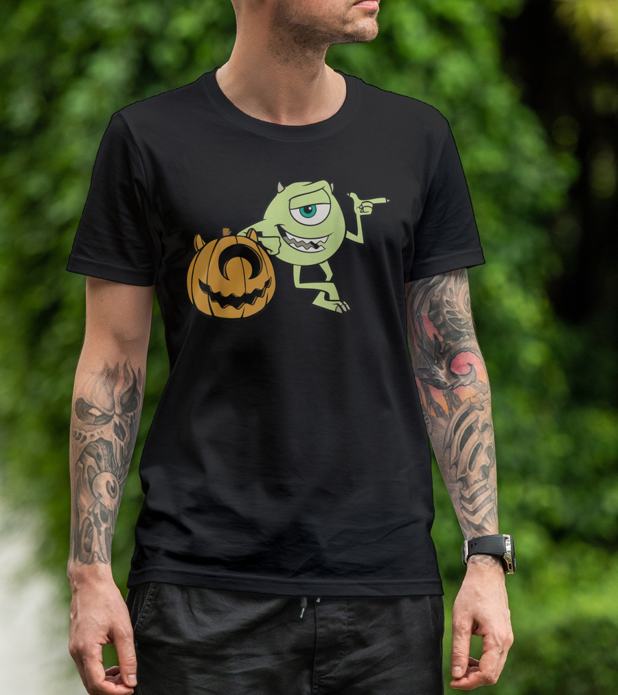 Disney Pixar Mike Wazowski Halloween Pumpkin Pose T-Shirt