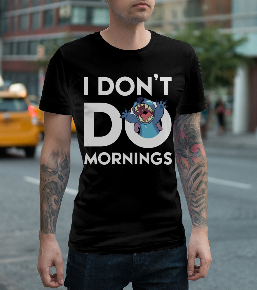 Disney Stitch I Don't Do Mornings T-Shirt