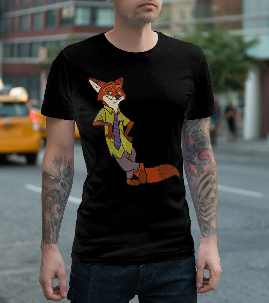 Zootopia Nick Wilde Leaning Cool Disney Fox T-Shirt