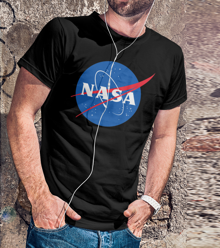 NASA Worm Logo On Black Background Space Theme T-Shirt