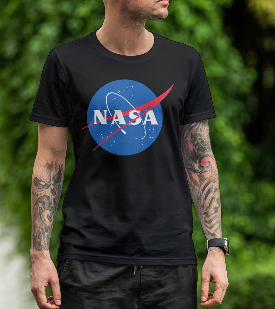 NASA Worm Logo On Black Background Space Theme T-Shirt