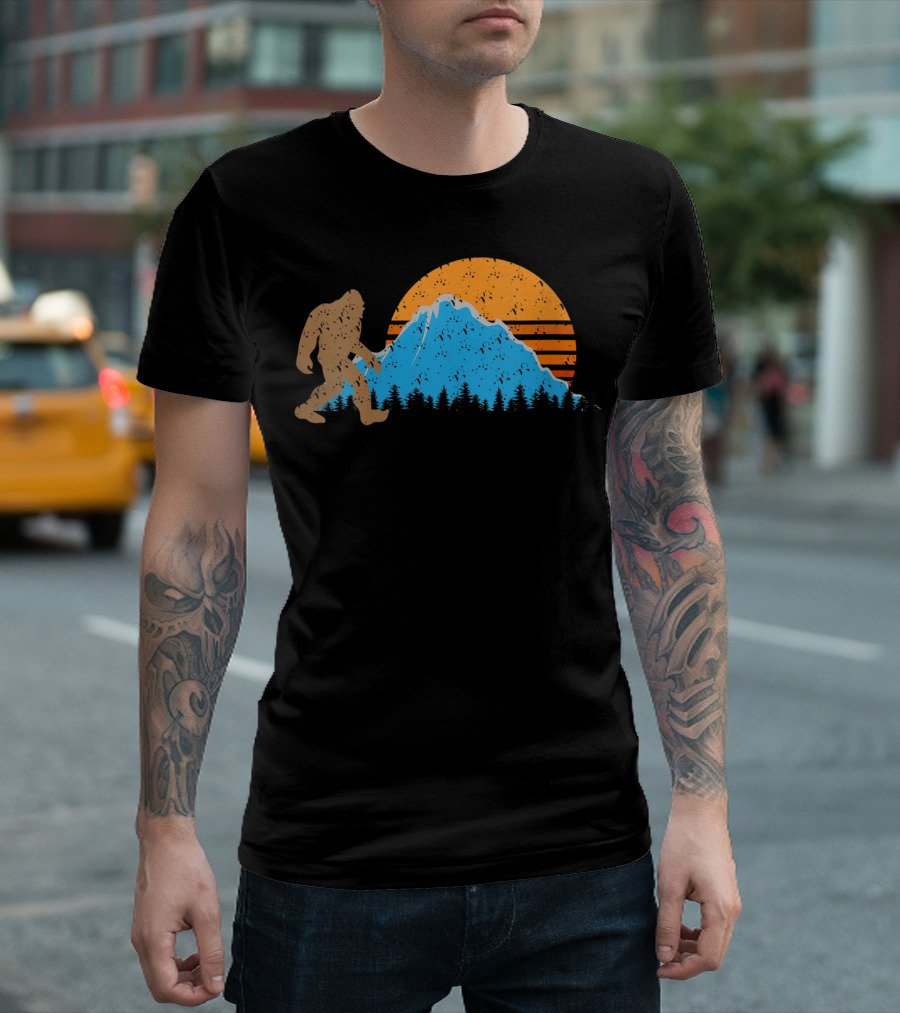 Sunset Mountain Bigfoot Cool Sasquatch T-Shirt