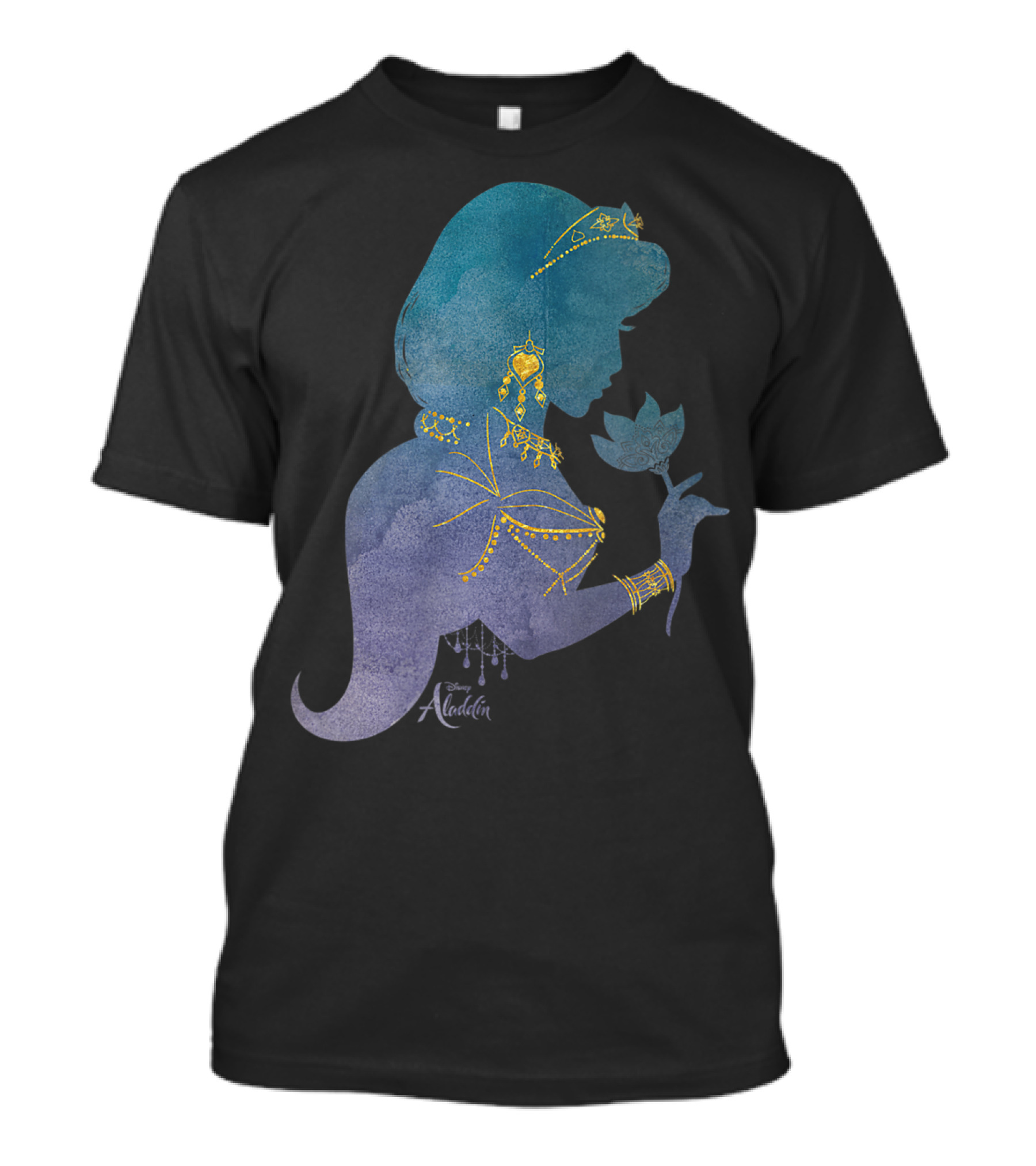 Disney Aladdin Live Action Princess Jasmine Silhouette With Lotus Flower T-Shirt