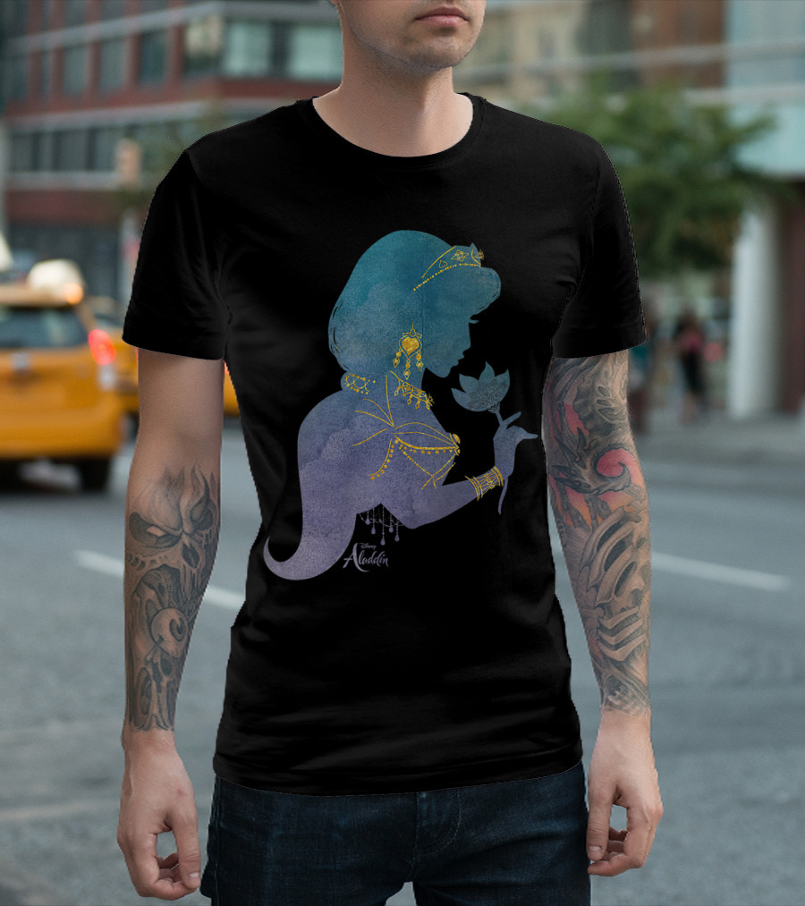 Disney Aladdin Live Action Princess Jasmine Silhouette With Lotus Flower T-Shirt