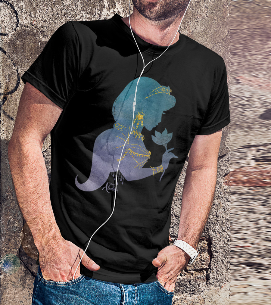 Disney Aladdin Live Action Princess Jasmine Silhouette With Lotus Flower T-Shirt