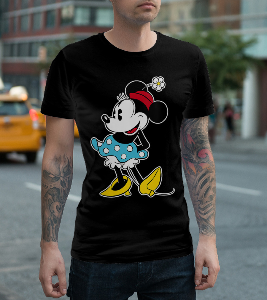 Disney Minnie Mouse Polka Dot Dress Flower Hat T-Shirt