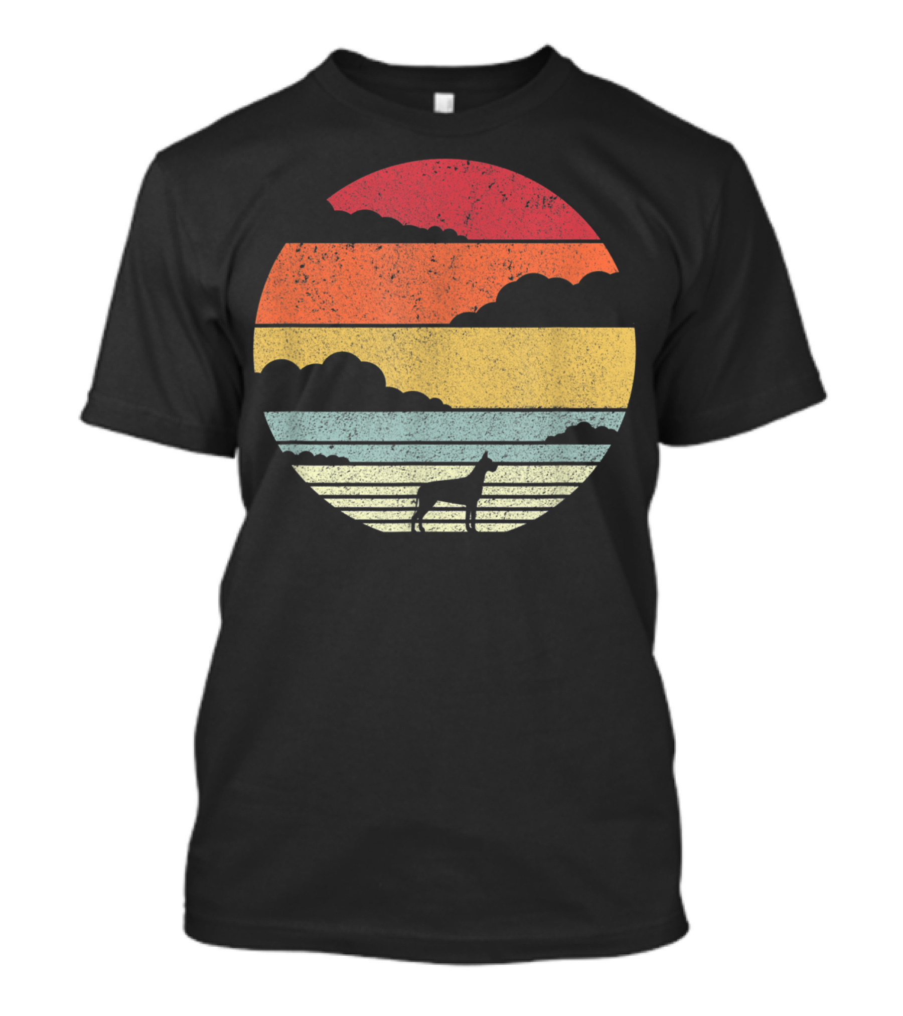Great Dane Silhouette Retro Sunset T-Shirt