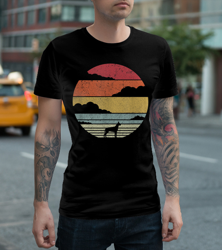 Great Dane Silhouette Retro Sunset T-Shirt