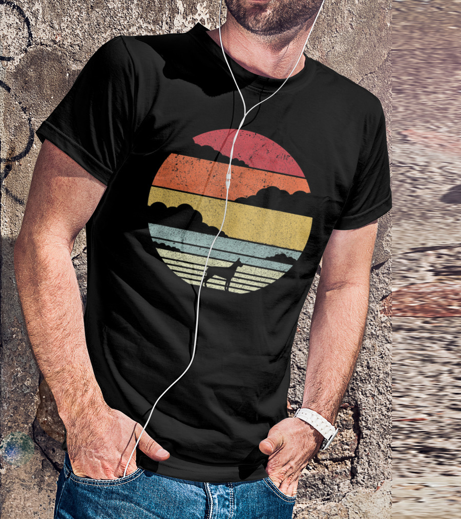 Great Dane Silhouette Retro Sunset T-Shirt