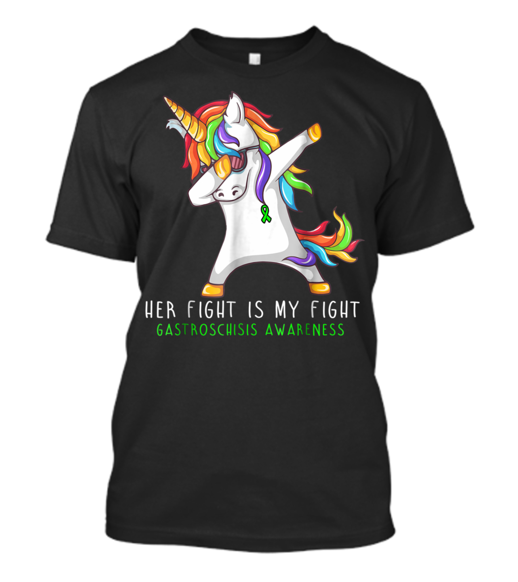 Her Fight Is My Fight Unicorn Gastroschisis Awareness Dabbing Rainbow T-Shirt