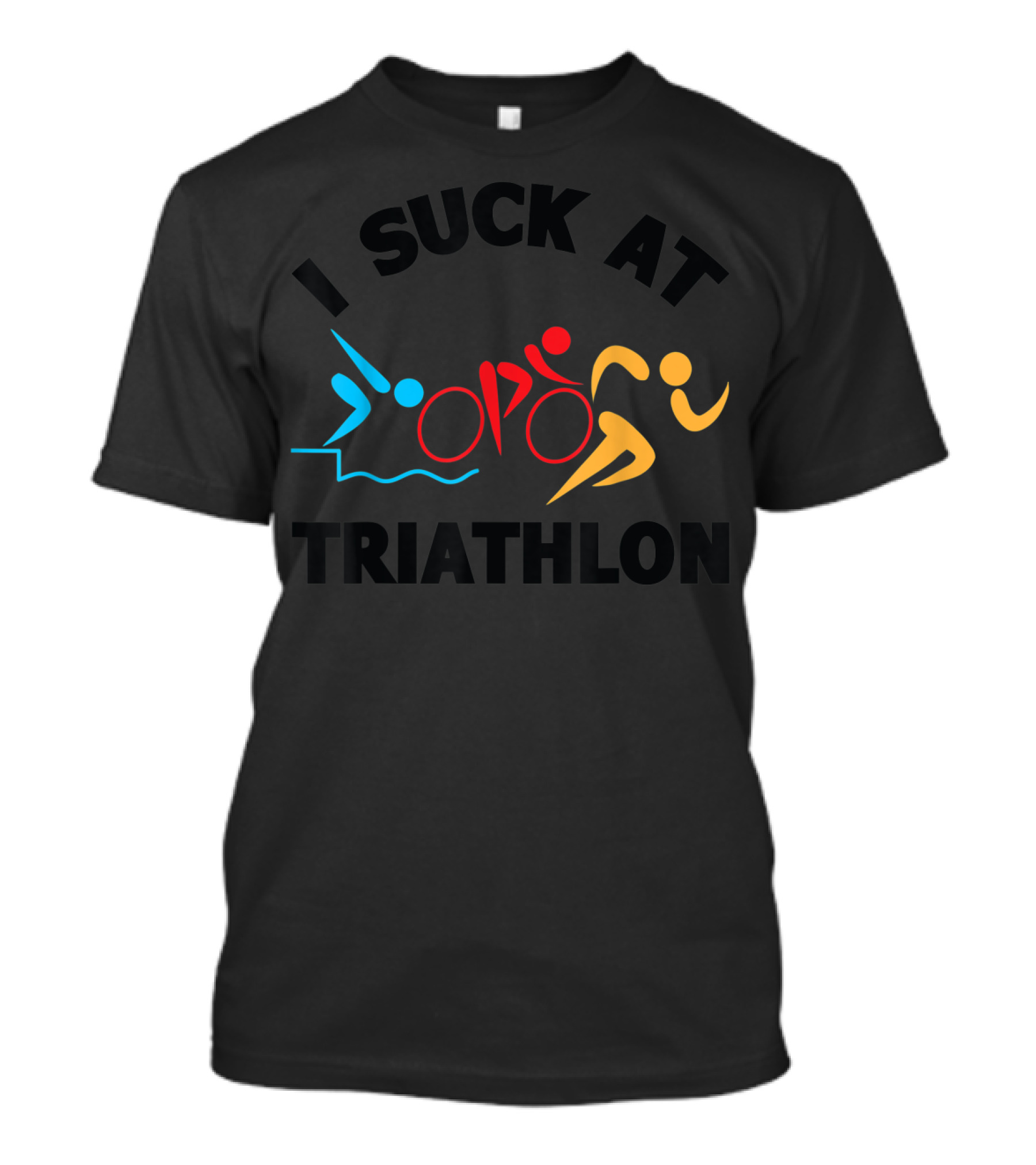 I Suck At Triathlon Funny Triathlete Swim Bike Run Icons T-Shirt