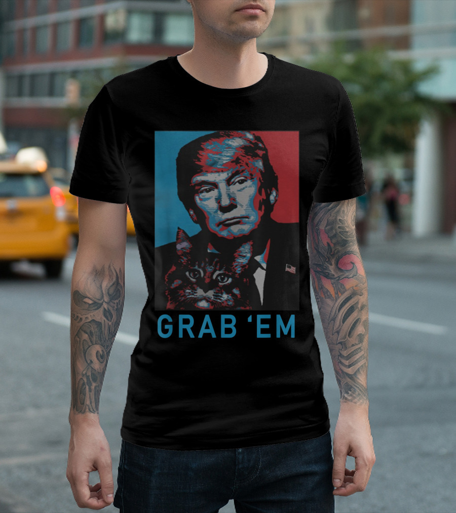 Funny Trump Cat Grab 'Em Cat Iconic Pop T-Shirt