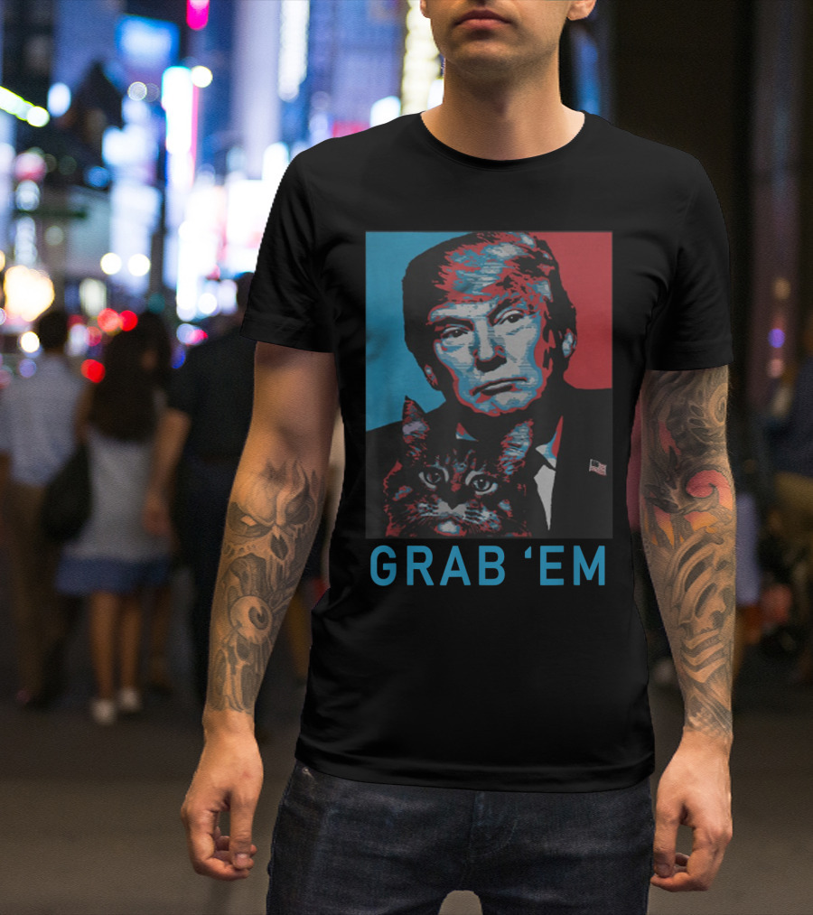 Funny Trump Cat Grab 'Em Cat Iconic Pop T-Shirt
