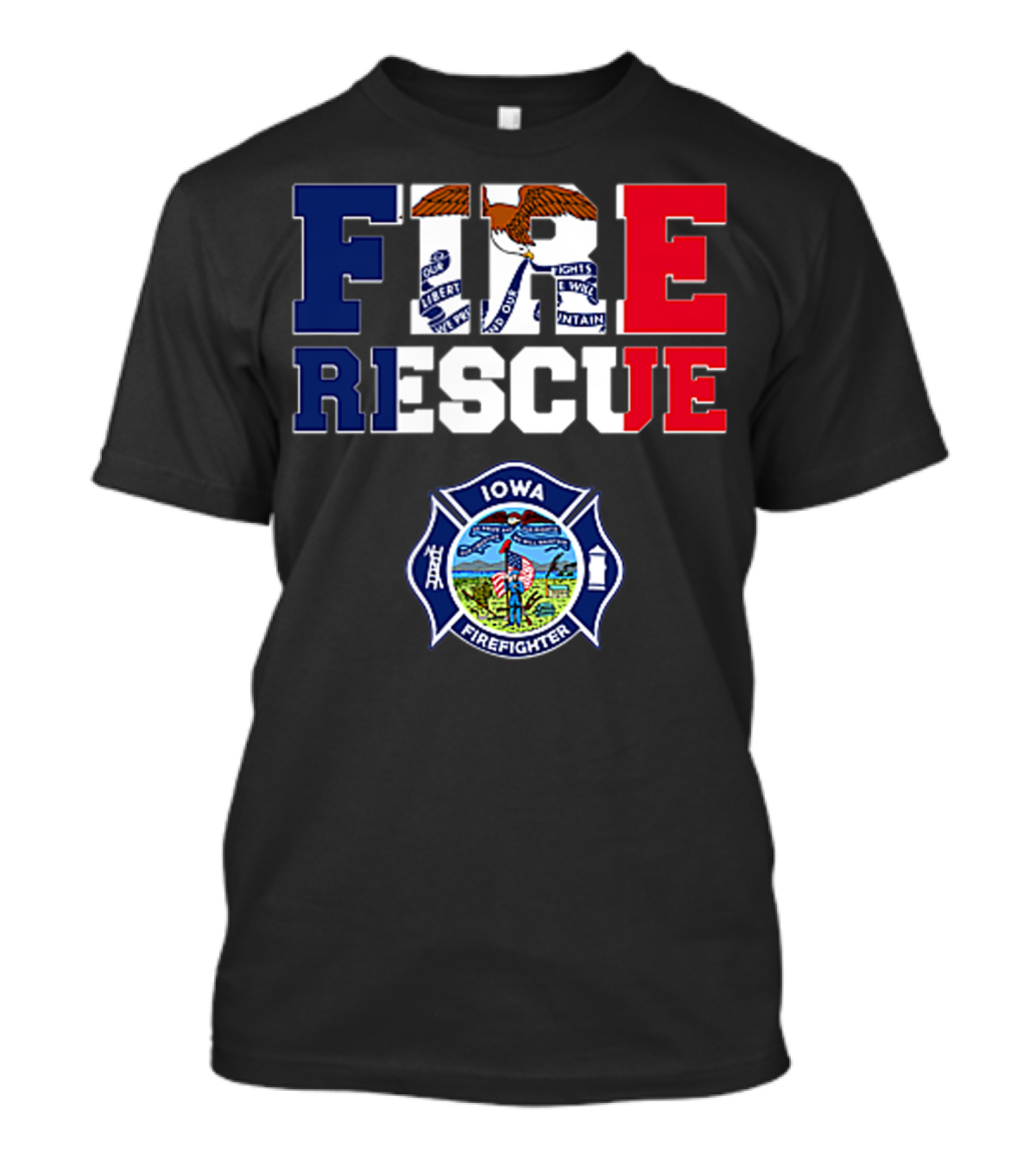 Iowa Fire Rescue Department Firefighter Emblem T-Shirt