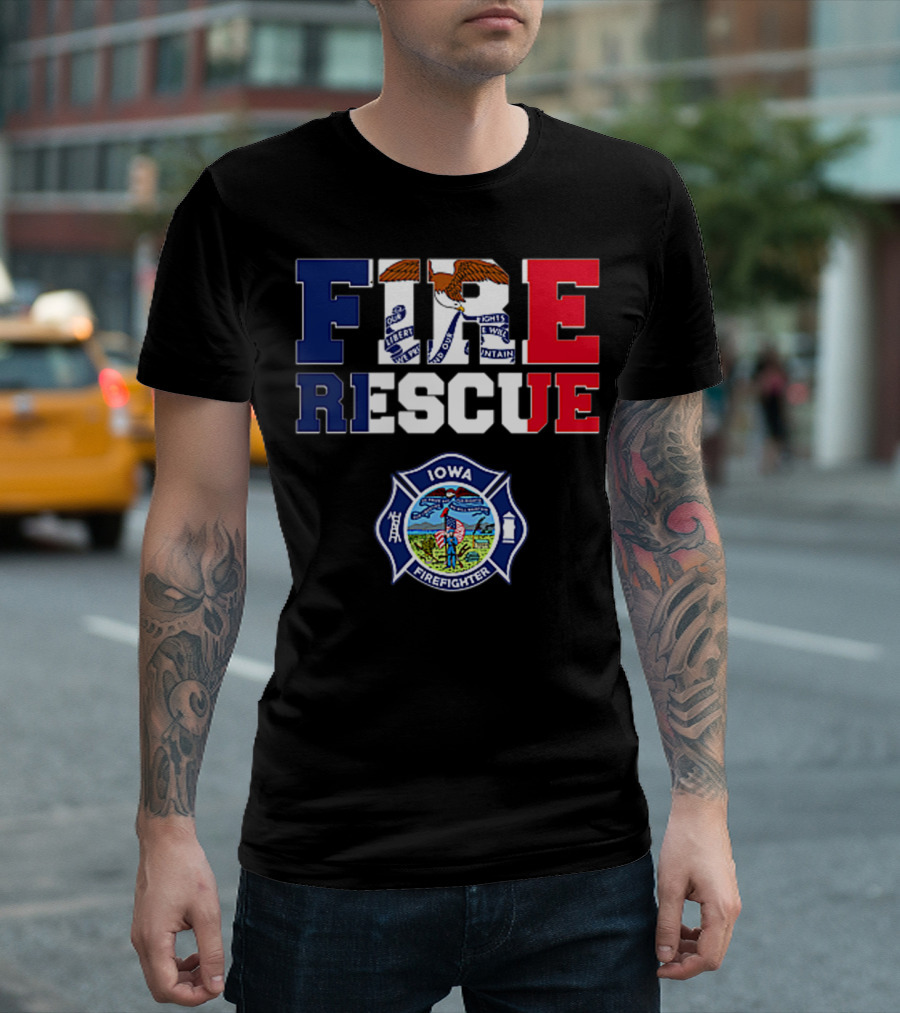 Iowa Fire Rescue Department Firefighter Emblem T-Shirt