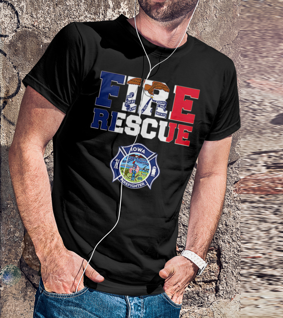 Iowa Fire Rescue Department Firefighter Emblem T-Shirt