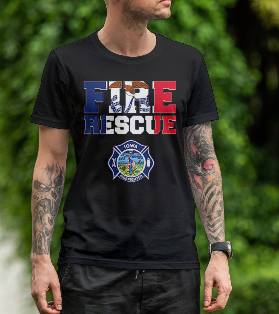 Iowa Fire Rescue Department Firefighter Emblem T-Shirt