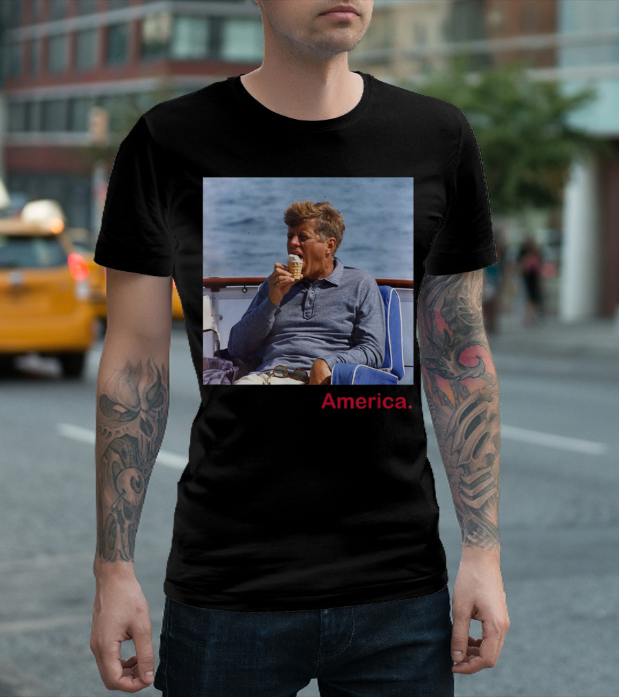 JFK Eating Ice Cream America 4th of July T-Shirt