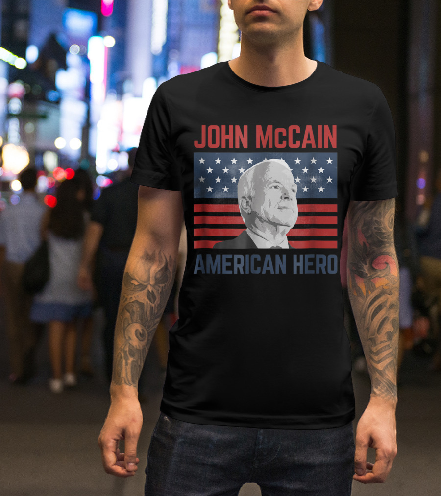 John McCain American Hero Patriotic Flag T-Shirt