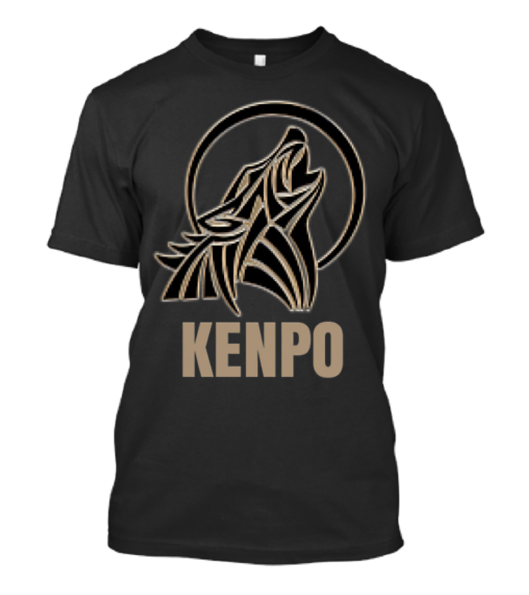 Kenpo Wolf Martial Arts Wolf Howl Circle Emblem T-Shirt