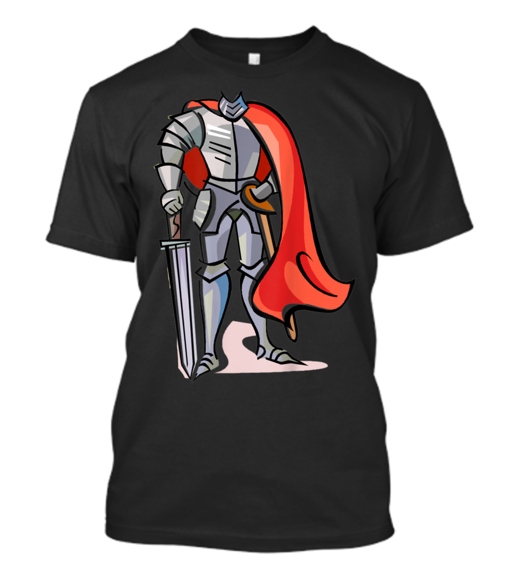 Kid Boy Knight Medieval Legend King Armor Bold Red Cloak T-Shirt
