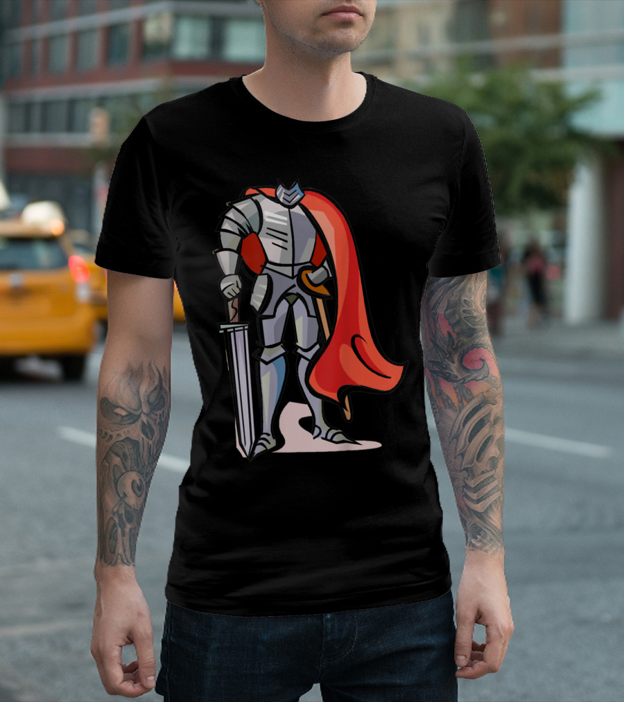 Kid Boy Knight Medieval Legend King Armor Bold Red Cloak T-Shirt