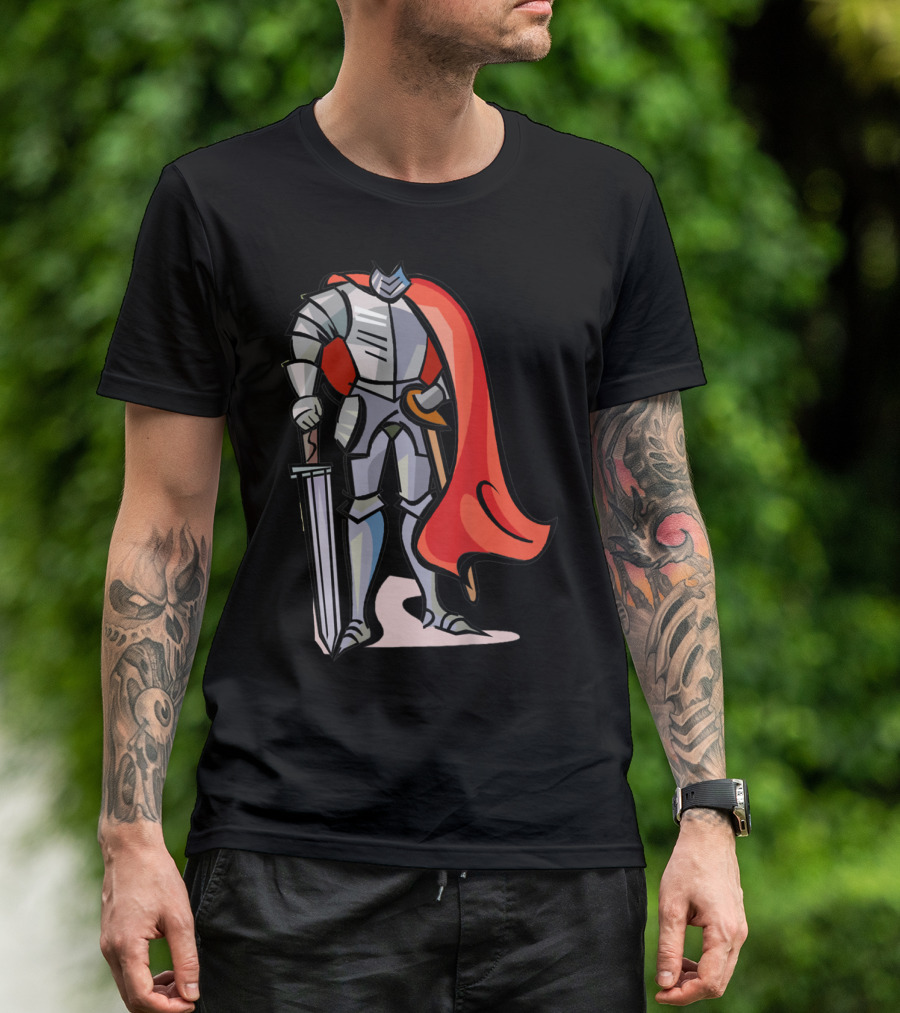 Kid Boy Knight Medieval Legend King Armor Bold Red Cloak T-Shirt