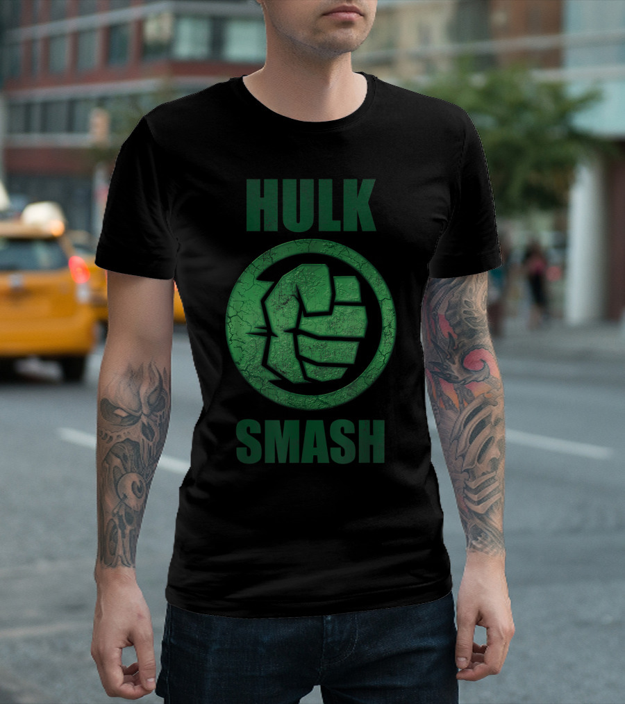 Marvel Hulk Smash Fist Circle Green Stone Iconic Green Fist T-Shirt