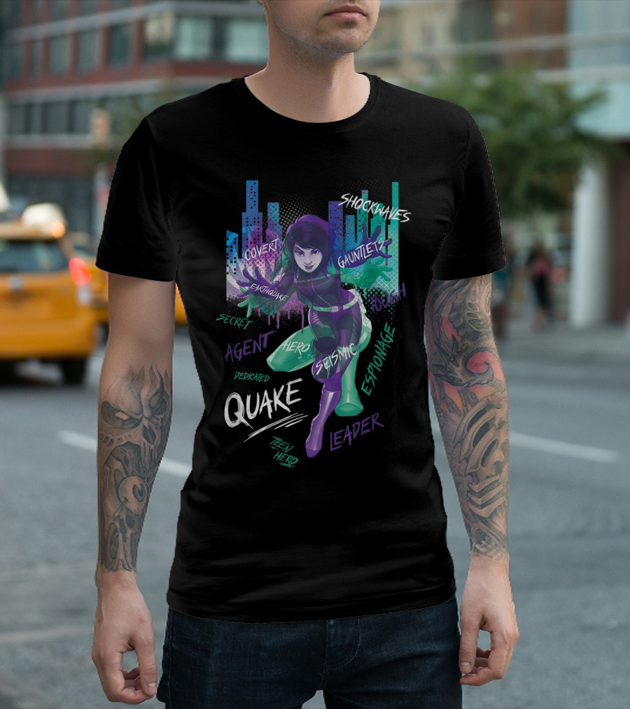Marvel Rising Secret Warriors Quake Shockwaves Seismic Hero Espionage Agent T-Shirt