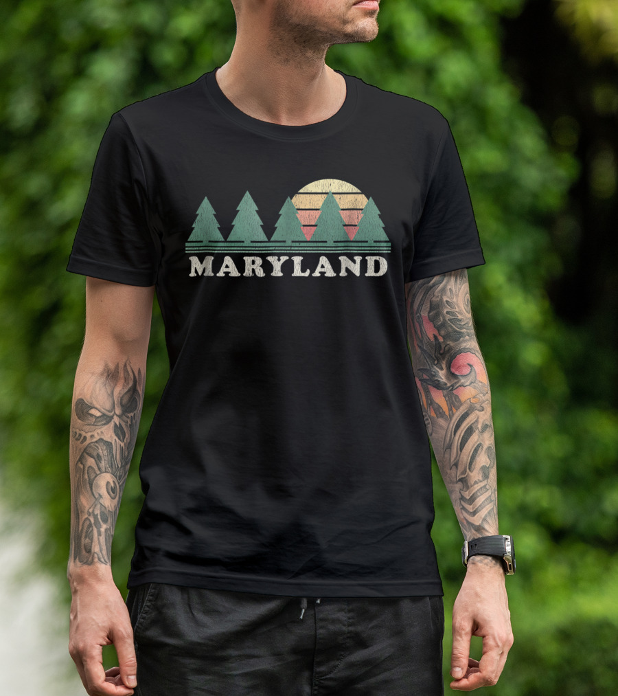 Maryland Vintage 70s Sunset Forest Retro T-Shirt