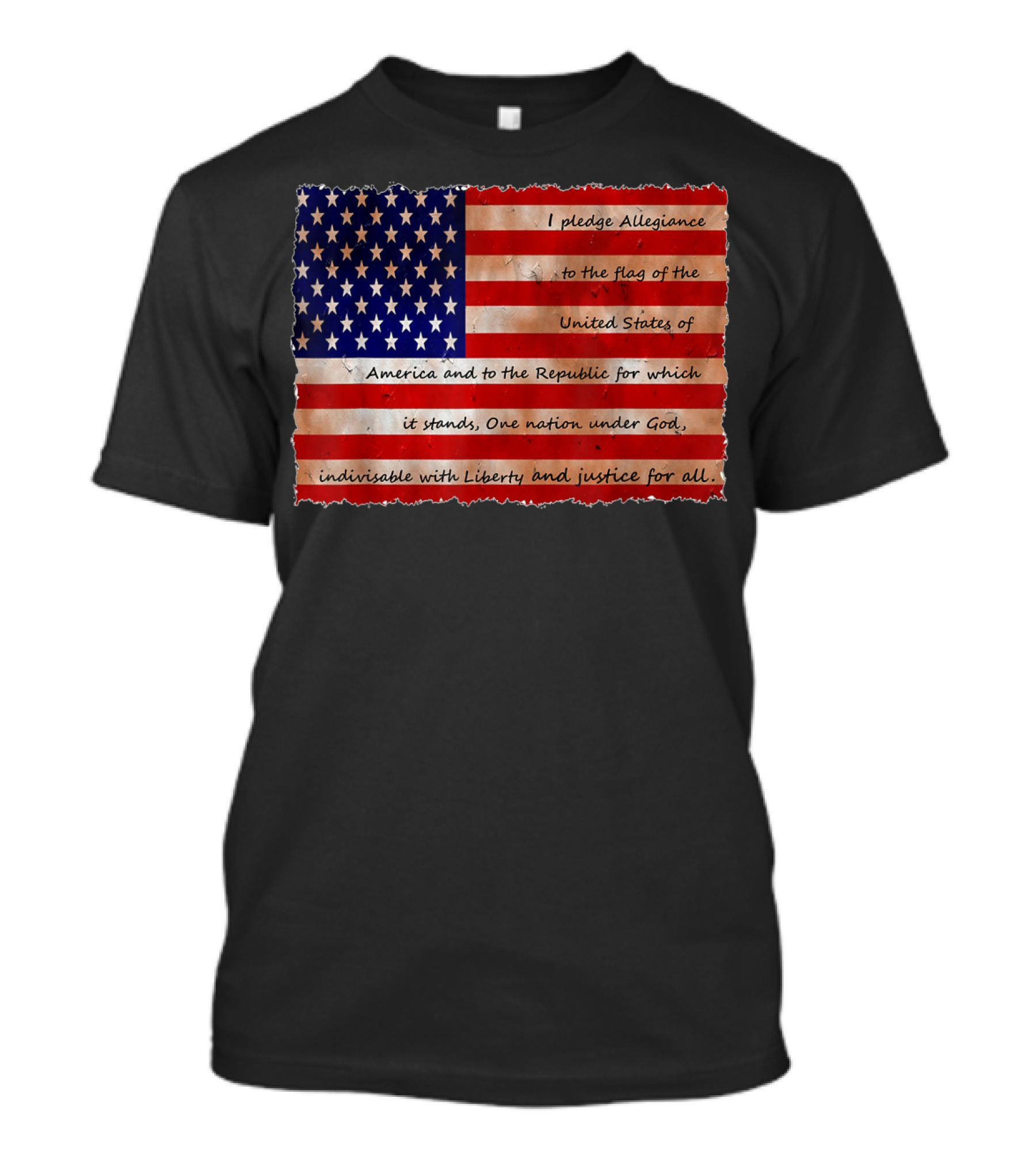 Mens USA Flag Pledge Of Allegiance Text America Indivisible Liberty Justice T-Shirt