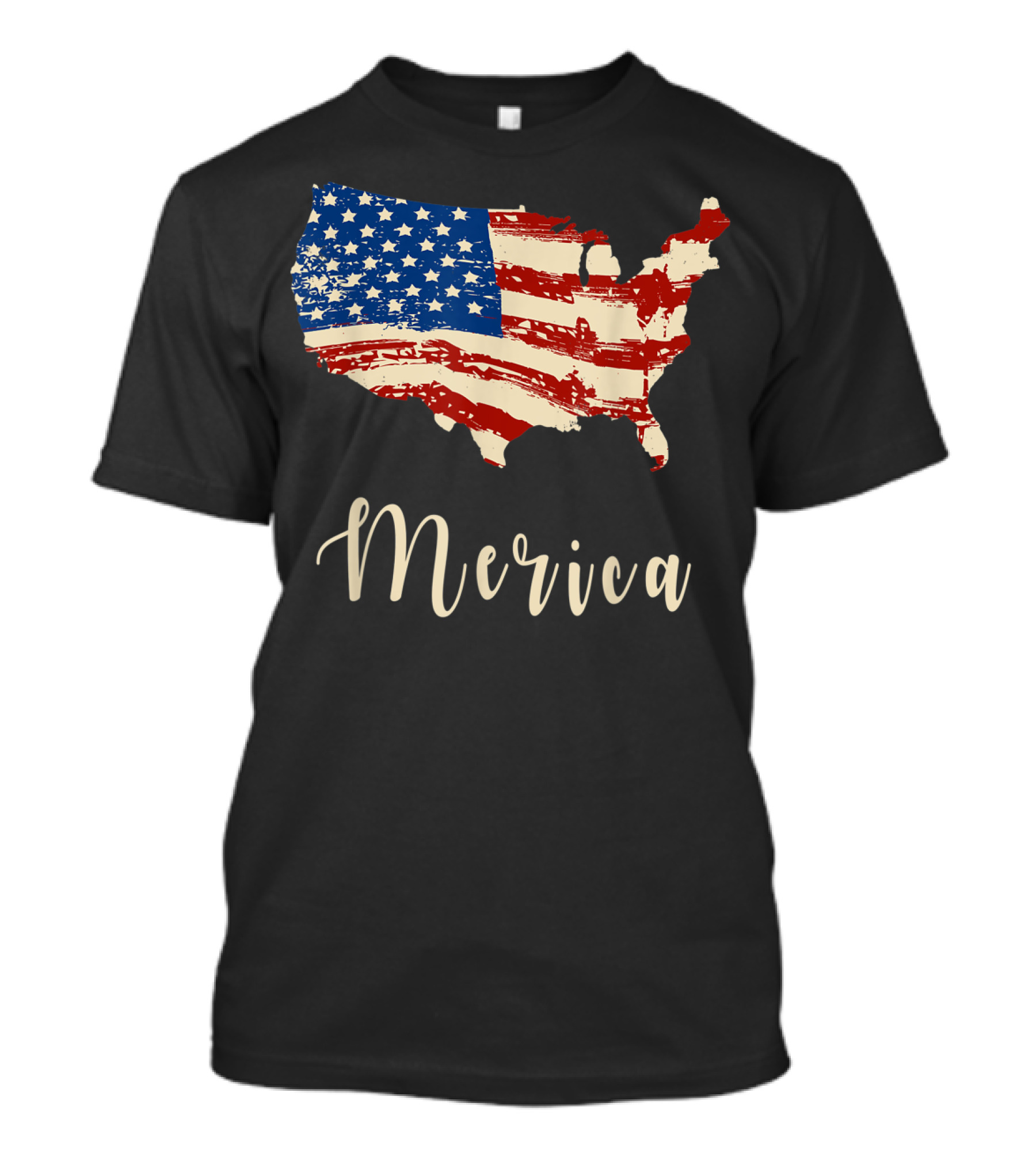 Merica 4Th Of July USA Map American Flag Patriotic T-Shirt
