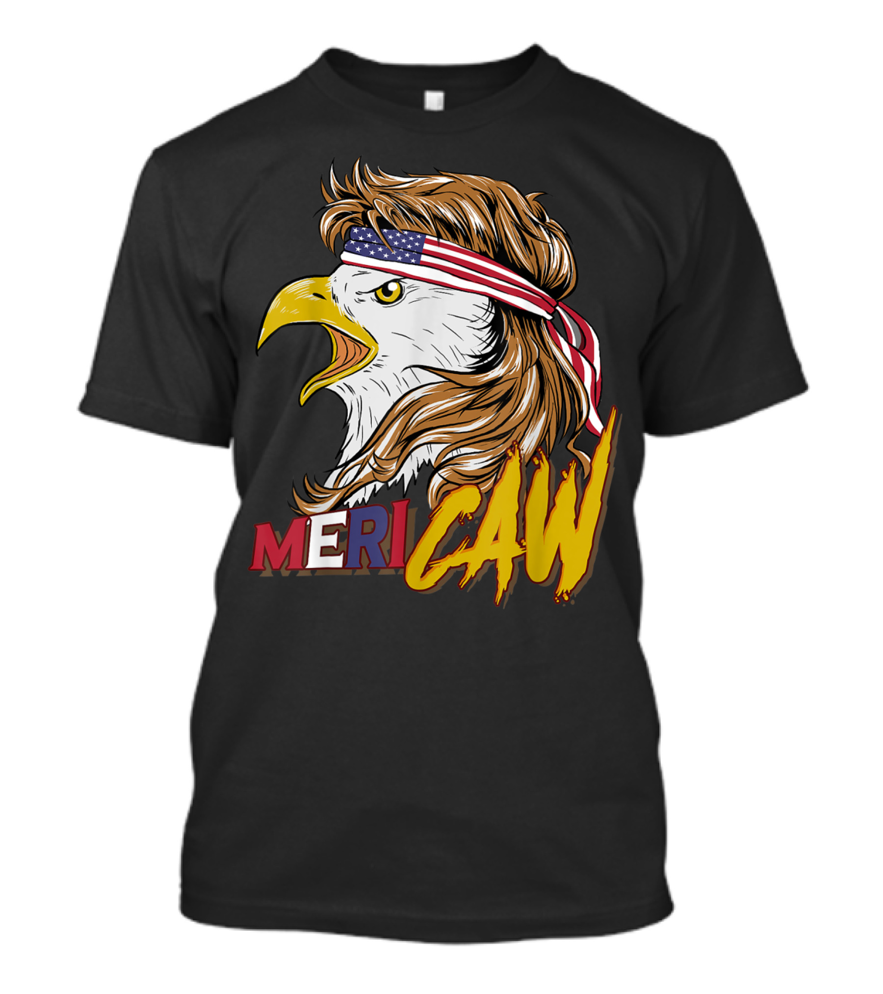 Mericaw Bald Eagle With American Flag Bandana 4th Of July USA T-Shirt