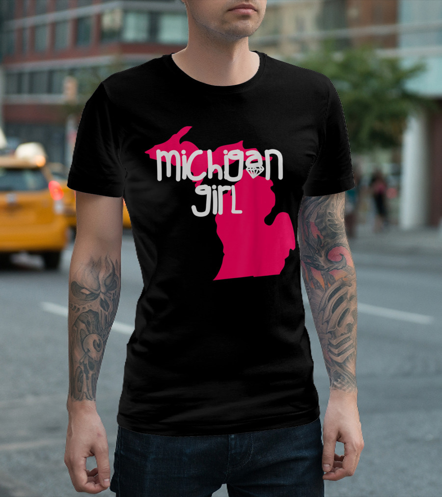 Michigan Girl Diamond Michigan State Map T-Shirt