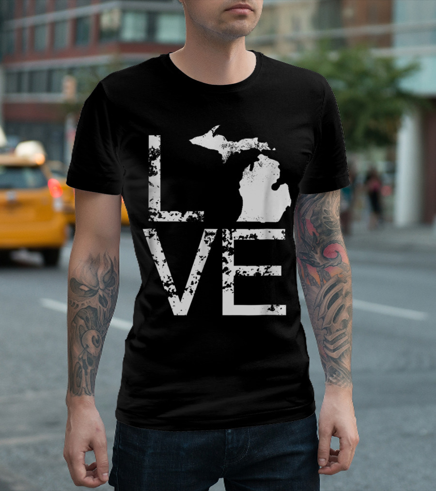Love Michigan State Home Pride Map Mi T-Shirt