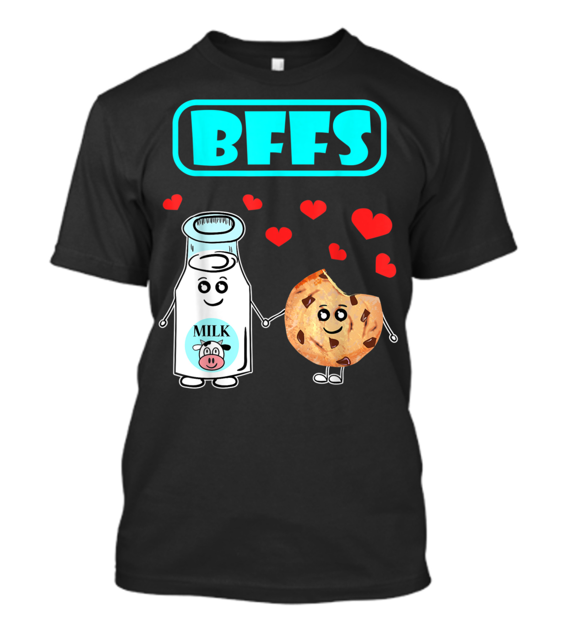 BFFS Milk N Cookies Cute Kawaii Food Friends T-Shirt