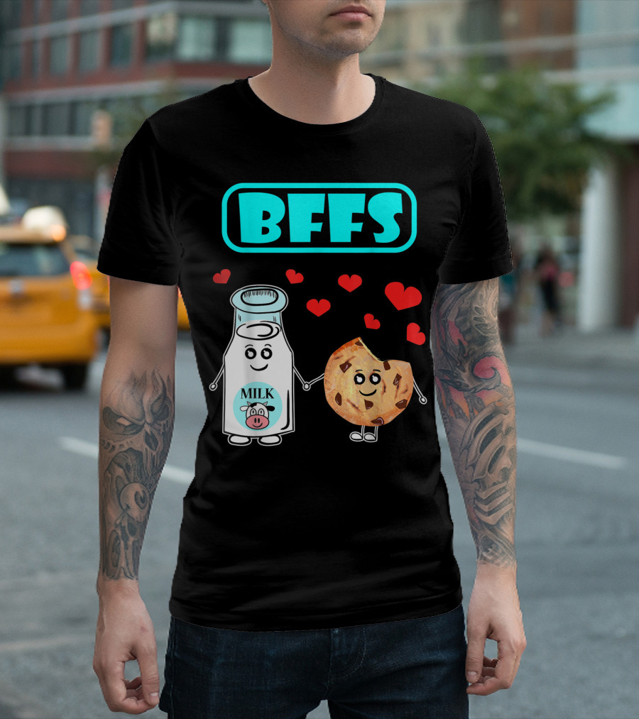 BFFS Milk N Cookies Cute Kawaii Food Friends T-Shirt