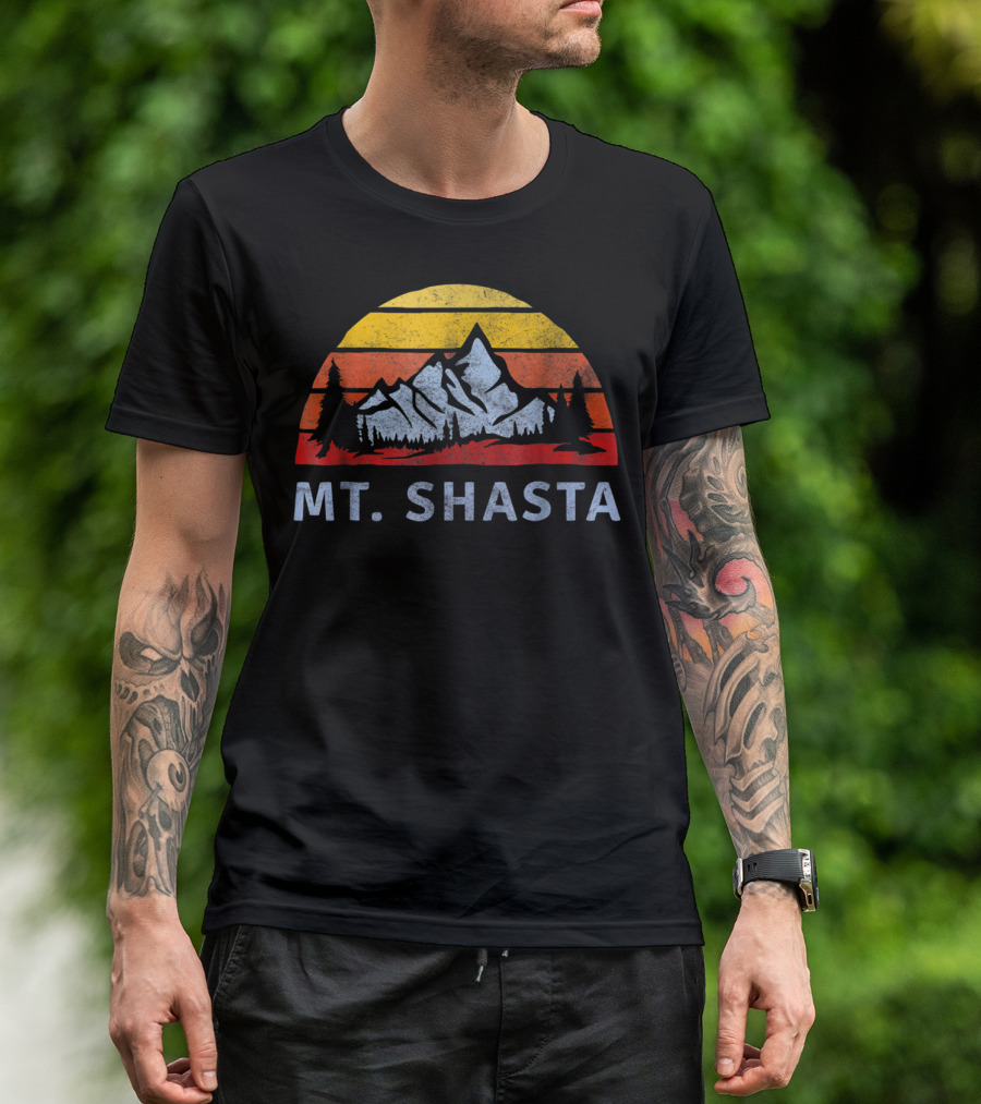 Mt Shasta Mountain Rustic Sunset Landscape T-Shirt