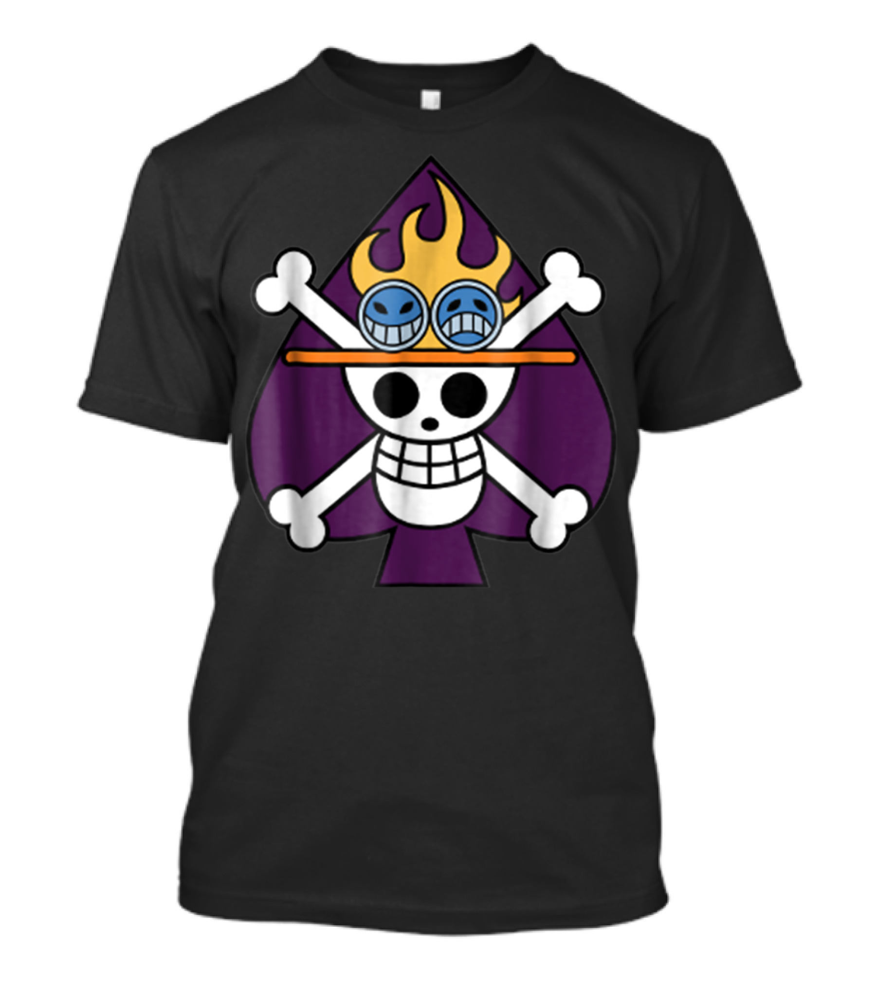 One Piece Portgas D Ace Flame Spade Skull And Crossbones T-Shirt