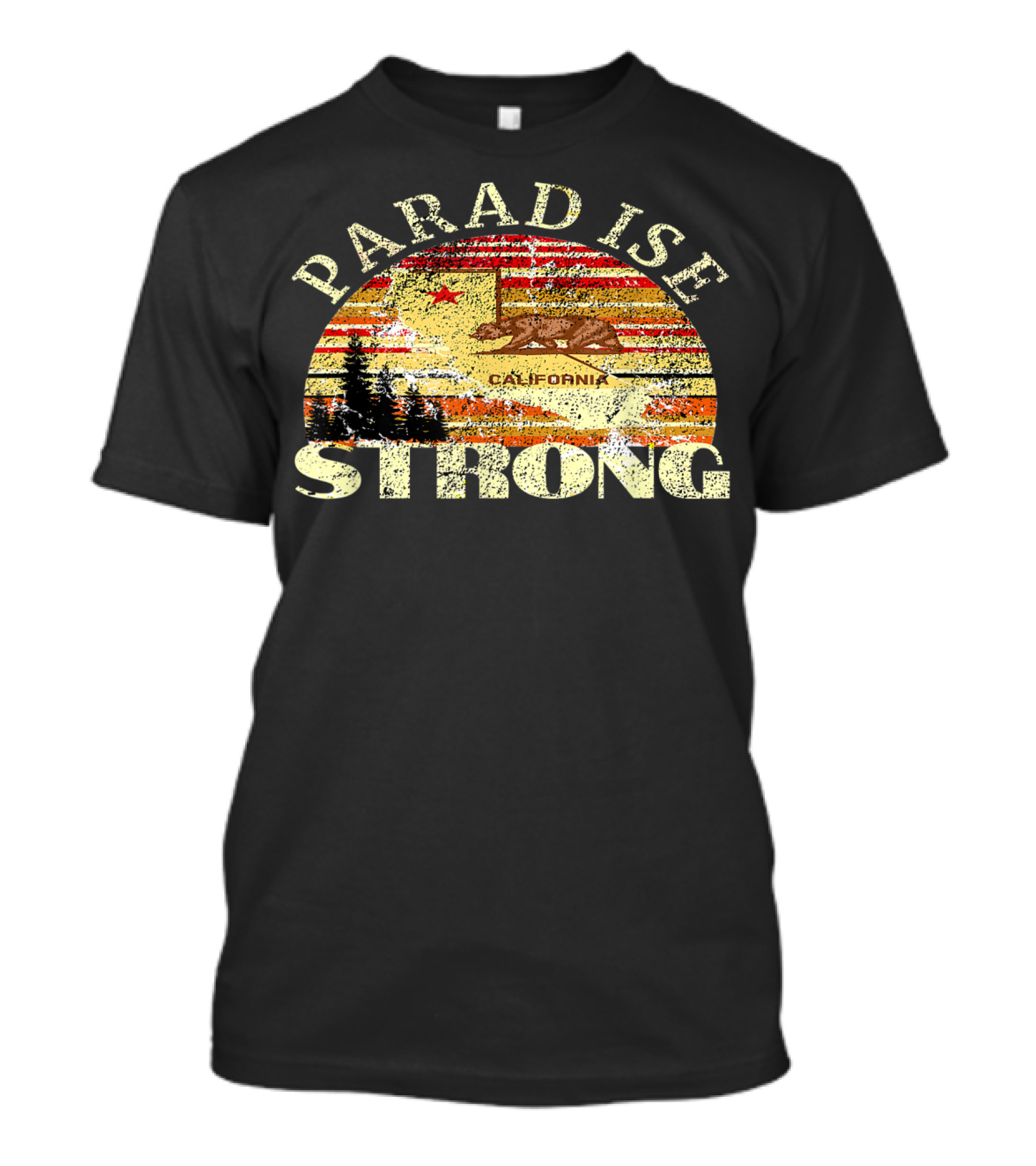 Paradise California Strong Campfire Bear Flag Stripes T-Shirt