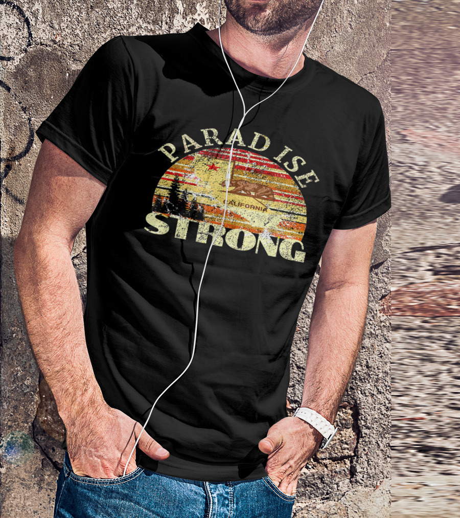 Paradise California Strong Campfire Bear Flag Stripes T-Shirt
