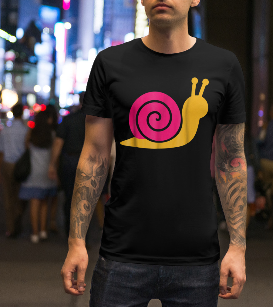 Pink Snail Yellow Shell Spiral Retro T-Shirt