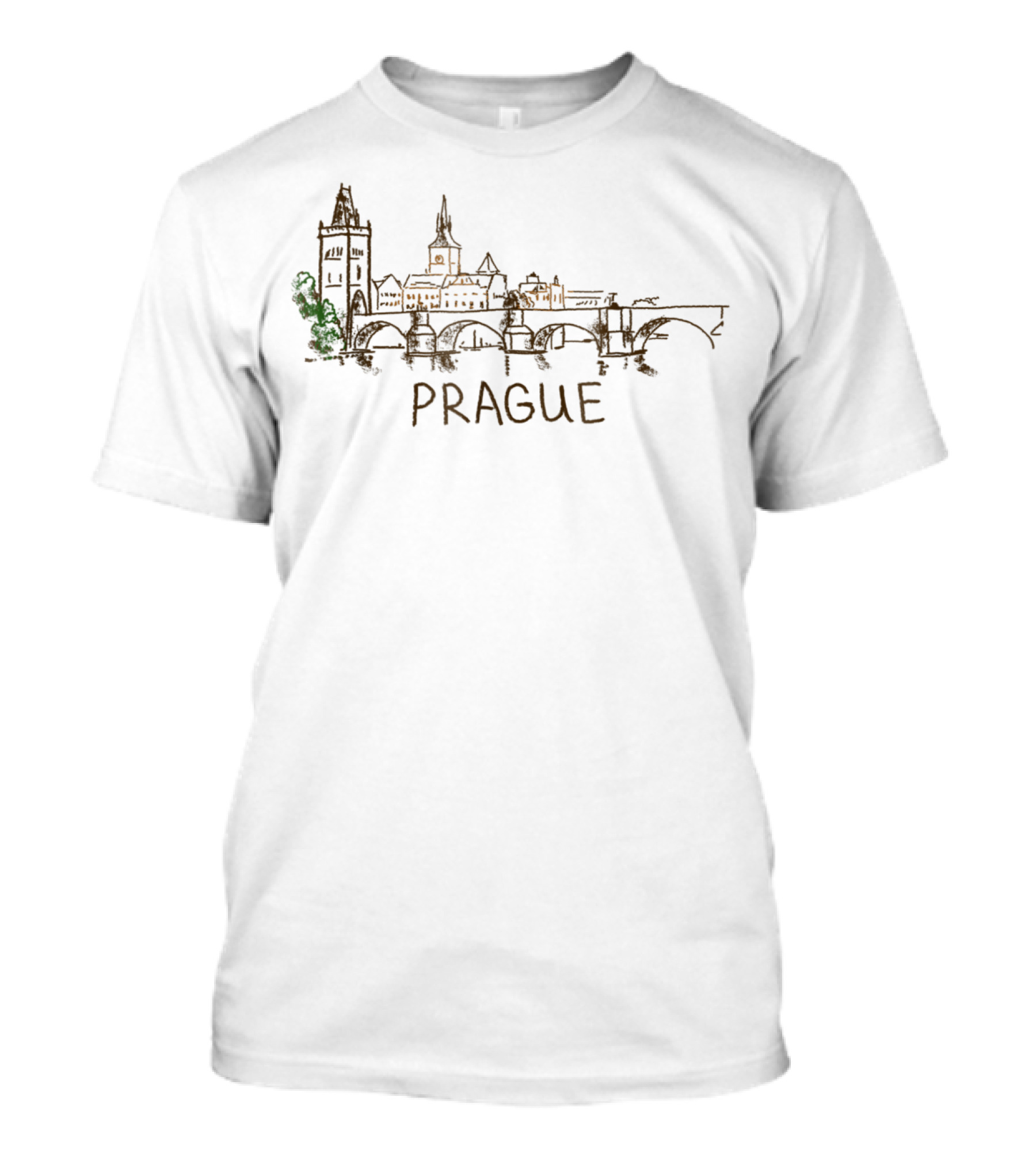 Prague Czech Republic Charles Bridge Skyline T-Shirt