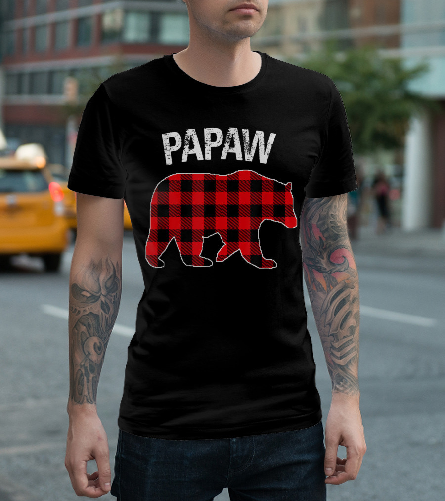 Papaw Buffalo Plaid Bear T-Shirt