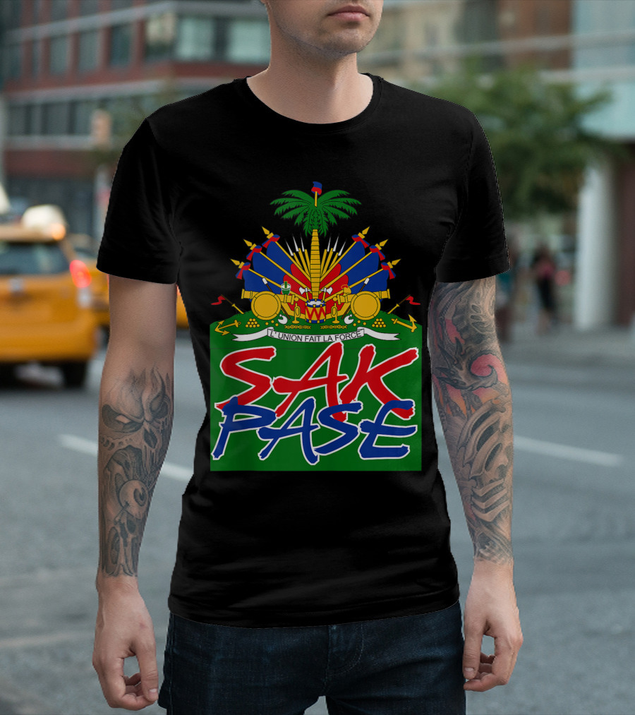 SAK PASE Haitian Creole Pride Emblem L'Union Fait La Force T-Shirt
