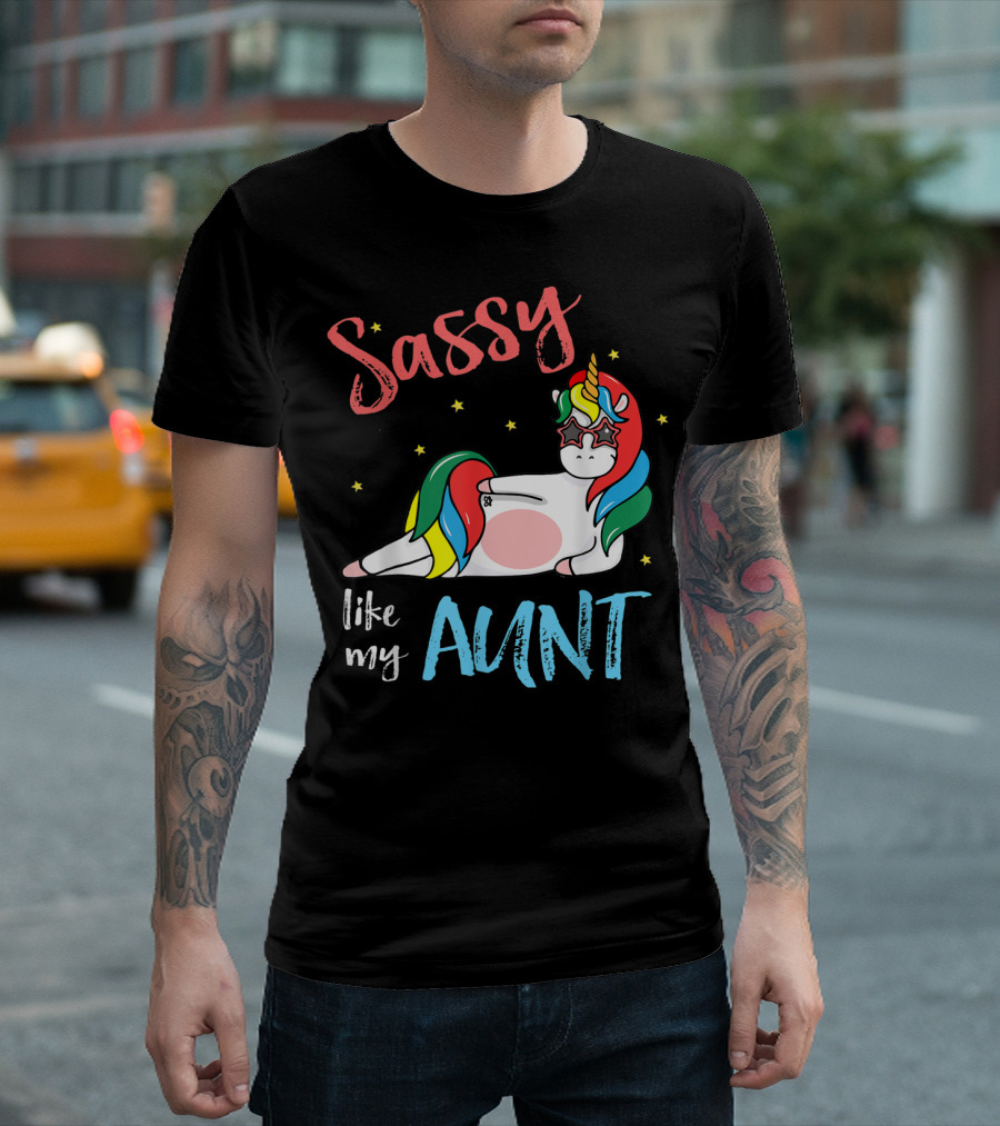 Sassy Like My Aunt Colorful Unicorn Toddler Girl Niece T-Shirt